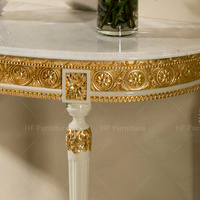 Meubles de salon élégants de style français antique haut de gamme ensemble de table console blanc et or