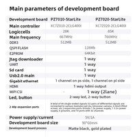 Placa de Desarrollo FPGA Puzhi StarLite Xilinx ZYNQ7010/7020/7000 con Puertos Ethernet Gigabit Duales MIPI, Sistema Operativo Linux y Descargador Integrado