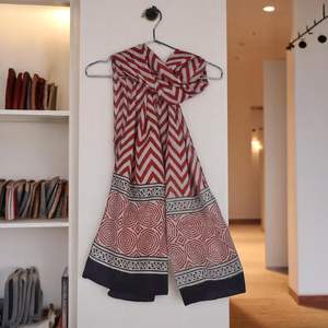 Lightweight Boho Hand Block Print Cotton Scarf Red and <b>Black</b> Hijab <b>Shawl</b> Wraps for Women Traditional Style - Product Image 5