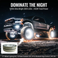 Luces para Llantas de Coche de 17 Pulgadas, 9936 LED, Bluetooth, Aplicación, Control Remoto RF, Cable de 350 CM, Plug and Play, Kit de Anillos para Ruedas, Stock en EE. UU.