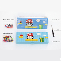 2 Trousse à crayons multifonctionnelle Boîte à papeterie en plastique avec bloc de bricolage Cadeau d'étudiant