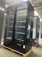 Réfrigérateur-congélateur commercial vertical à double porte de haute qualité, vitrine réfrigérée en verre pour supermarché, magasin