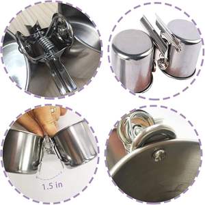 Tasses d'alimentation pour oiseaux-Plat de nourriture pour perroquet Mangeoires pour perroquets en acier inoxydable Bols à cage à eau avec support de pince pour perruche africaine - Product Image 2