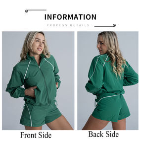 Nouvel Arrivage Ensemble de Sport Femme : Veste Zippée et Short Taille Haute Élastique Coupe Ample pour Filles, Idéal Gym et Course à Pied - Product Image 2