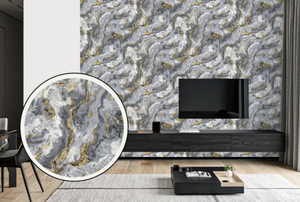 Papel Tapiz 3D de Diseño Moderno y Buena Calidad, Papel Tapiz de PVC 53, Papel Tapiz Blanco y Dorado para China - Product Image 3