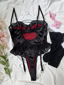 Nuovo stile Sexy calza Sexy Sexy intimo body Top con ferretto biancheria intima giarrettiera Set di Halloween 2 pezzi tuta uniforme - Product Image 5