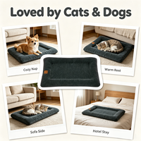 Lit pour animaux de compagnie en peluche rectangulaire, marque PET DUKE, avec housse amovible, multi-tailles, durable et lavable, pour chiens et chats, vente en gros, expédition immédiate, OEM ODM