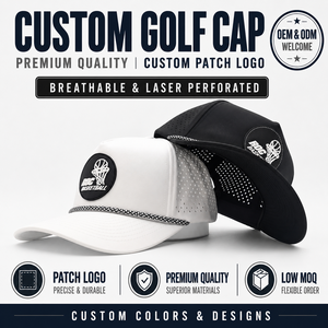 Casquette de golf tactique d'extérieur à 5 panneaux avec patch en cuir personnalisé, faible MOQ, OEM, tissu résistant à l'eau, vêtements de sport durables et performants - Product Image 1