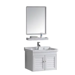 Armarios de lavabo de estilo europeo, mueble colgante de pared con espejo, tocador de baño moderno, color blanco