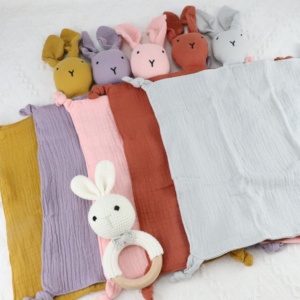 प्यारा पशु बंनी जैविक कपास मस्लिन बेबी कंबल-गैर विषैले ऑल-सीज़न यूरोपी शैली आराम टॉय - Product Image 6