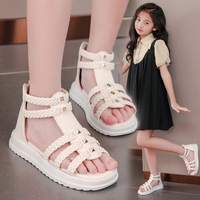Sommer Mädchen Strand römische Sandalen Baby Kleinkind Freizeit schuh Kinder Mädchen Leder Prinzessin Sandalen Kinder Teenager Schuhe Größe 26-37