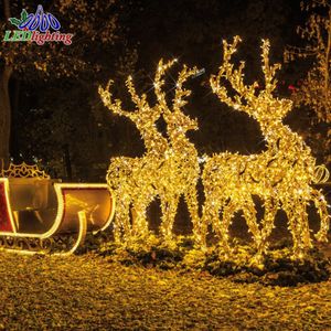 Ensemble <span class=keywords><strong>de</strong></span> rennes géants en 3D avec traîneau, éclairage LED, cadre en fer, motif décoratif pour centre commercial, hôtel, jardin, Noël - Product Image 2