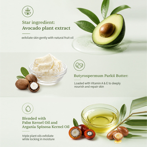 Crème corporelle vegan portable à l'huile d'argan, au collagène, à l'arbre à thé et au thé vert pour peaux sèches, exfoliation et utilisation pour le bain et le visage - Product Image 3