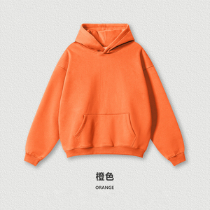 เสื้อฮู้ดดี้โอเวอร์ไซส์ผู้ชาย ปี 2026 ผ้าฝ้ายฟลีซ 100% สีพื้น พิมพ์โลโก้ตามสั่งด้านหน้า สวมใส่สบายๆ สำหรับฤดูใบไม้ร่วง - Product Image 5