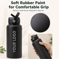 Bouteilles d'eau sportives en acier inoxydable à double paroi isolées sous vide, avec logo personnalisé, 500 ml, 1 L, 32 oz, 40 oz, revêtement poudré, pour la gym et le vélo