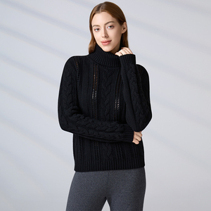 Pull-over en molleton tricoté personnalisé de haute qualité pour femmes, col roulé, manches longues, épais - Product Image 3