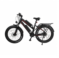 Vélo de montagne électrique pas cher 750W 26 pouces avec batterie au lithium, moteur arrière sans balais, pneus larges, cadre en acier, freins à disque, pour adultes