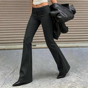 <b>Women</b> High Waist Bootcut Wide Leg Eco-Friendly Casual <b>Summer</b> Solid Color Trousers for Streetwear Office Wear - Product Image 1