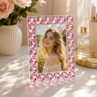 Cadre photo en acrylique diamant rose, cadre photo en pierres précieuses, cadeaux de décoration pour la maison