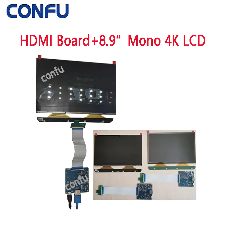 CONFU 8.9 인치 4K 3840x2400 모노 LCD 및 HDMI 보드 3D 프린터 라즈베리 파이 흑백 안개 디스플레이 패널 백라이트 없음 중국