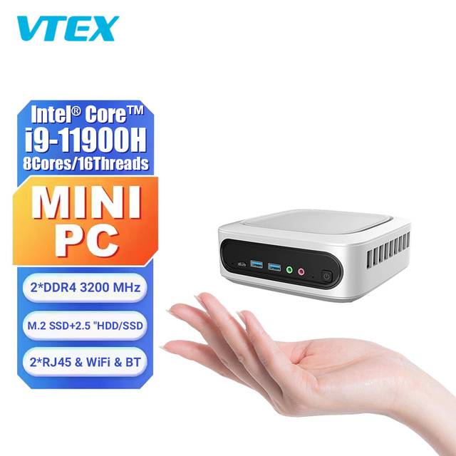 High Performance Core I9-11900H Mini PC DDR4 M.2 SATA SSD Full Function Type-C Triple 4K Display Compact Computer Mini Pc