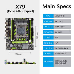 Pandl ชุดเมนบอร์ด X79ใหม่คอมพิวเตอร์ตั้งโต๊ะ Intel Xeon <span class=keywords><strong>E5</strong></span> 2650 V2 CPU รองรับชุดเมนบอร์ด ECC RAM DDR3 X79 Xeon - Product Image 3