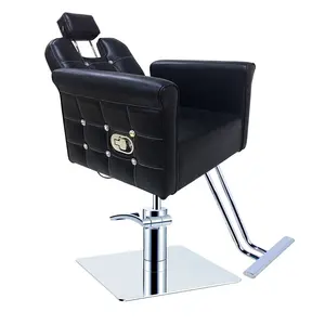 便携式发廊椅躺椅沙龙理发椅批发便宜现代风格可调液压黑色沙龙家具