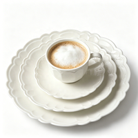 Service de table en céramique à motif floral en relief, assiettes à steak et à dessert en porcelaine, tasses à café et soucoupes pour la maison et les réceptions – Vente en gros