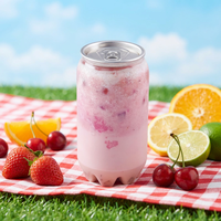 Bouteilles de thé au lait en PET transparent écologiques, jetables, avec couvercles faciles à ouvrir et conception scellée, de qualité alimentaire pour jus à emporter