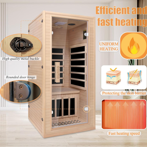 <span class=keywords><strong>Sauna</strong></span> Modular Interior Personalizada, Mini <span class=keywords><strong>Sauna</strong></span> Seca de Madera de Hemlock para 1 Persona, con Infrarrojos Lejanos, para el Hogar - Product Image 6