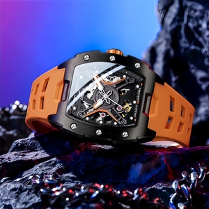 ON3870 Orologio da Polso Meccanico da Uomo Moderno e Lussuoso, Impermeabile 30M, Lancette Luminose, Stile Sportivo, Cinturino in Gomma Confortevole - Product Image 4