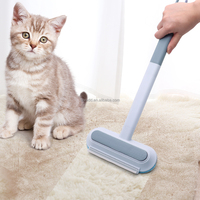 Brosse de nettoyage double face pour poils d'animaux et peluches, multifonctionnelle en ABS, acier inoxydable et PP, pour canapé, lit, tapis et salle de bain