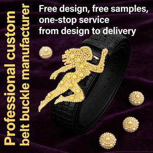 Servicios de Personalización de Hebillas de Cinturón de Cuero PU con Perlas/Strass 3D, Estilo Rock para Mujer, Moda Urbana Universal Europea y Americana - Product Image 2