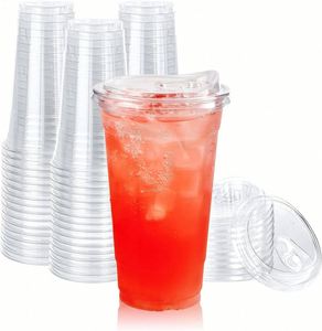 Gobelet en PET transparent jetable personnalisable de 98 mm avec impression sérigraphique pour thé au lait et jus - Product Image 1