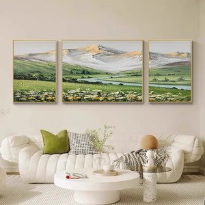 Pintura al Óleo Pintada a Mano, Paisaje de Montañas Cubiertas de Nieve, Marco de Madera 100% Hecho a Mano, Decoración Moderna y Minimalista para Sala de Estar - Product Image 3