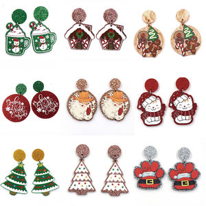 Pendientes colgantes de árbol de Navidad bebé hace frío fuera Santa pan de jengibre perezoso joyería acrílica para mujeres enteras - Product Image 2