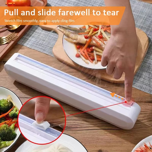 Wholesale <b>Kitchen</b> Plastic Wrap Cutter Box Tin <b>Foil</b> Large Roll Tight Film Two-way Sliding Knife Magnetic Refrigerator Countertop - Product Image 4