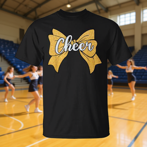 Camiseta deportiva amarilla Cheer Bow para mujeres y niñas - Product Image 3
