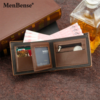 Grosir pria kecil mewah Fashion murah kulit PU ramping pendek klasik coklat hadiah kustom Logo antik desainer pria dompet
