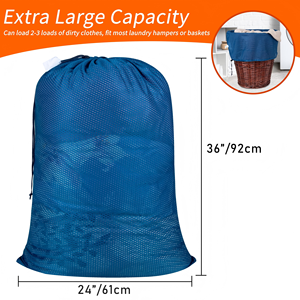 Large Heavy Duty Mesh <b>Laundry</b> <b>Bag</b> with <b>Drawstring</b> Wash <b>Bags</b> for Travel College Dorms - Product Image 3