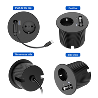 Cable de Carga Tipo-C Integrado con Enchufe Empotrado de 1 Salida y Puerto de 20W, Hub de Alimentación de 3 Pulgadas para Escritorio o Mesa de Conferencias