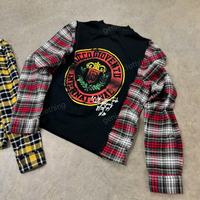 Chemise à manches longues en flanelle à carreaux, coupe et couture personnalisées, avec logo imprimé DTG, décontractée, thermique, surdimensionnée, pour homme