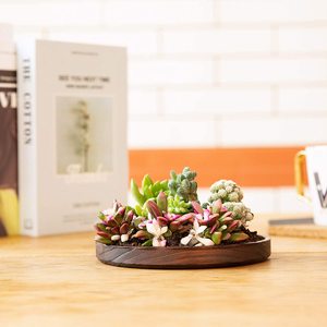 Support en <span class=keywords><strong>bois</strong></span> durable et plateau de soucoupe en bambou pour pot de <span class=keywords><strong>fleur</strong></span> petit support de jardinière de valeur ronde pour le jardin ou la maison - Product Image 3