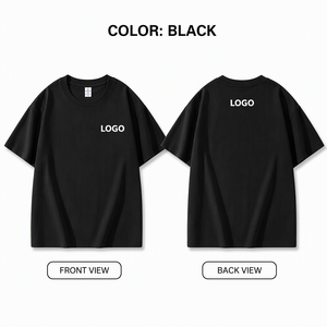 カスタムスクリーンプリントロゴ入りヘビーウェイトコットン無地Tシャツ メンズ レディース ルーズフィット半袖ストリートウェアTシャツ OEM - Product Image 1