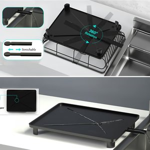 Scolapiatti a 2 Ripiani Grande per Cucina con Portabicchieri, Portautensili, Vaschetta Rimovibile e Tubo di Drenaggio - Product Image 3