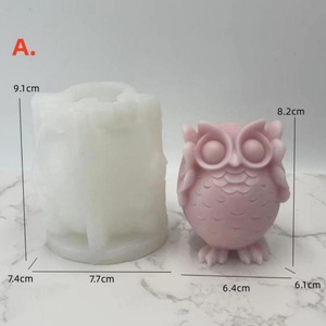 Molde de silicona 3D de búho para velas, divertidos animales de dibujos animados para adornos de resina DIY y velas aromáticas, herramientas para pasteles - Product Image 4