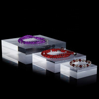 Bloc de présentation de cube en acrylique solide clair personnalisé HUISEN pour bijoux/diamant