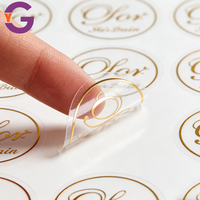 Etiquetas Redondas Personalizadas con Lámina Dorada, Etiquetas Transparentes con Impresión de Logotipo para Marca Empresarial, Etiqueta para Botellas de Cosméticos