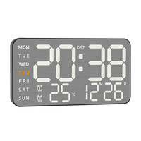 Kunststoff-Gebürstete Oberfläche Quadratische Moderne Minimalistische Design-Wanduhr Neuerscheinung Multifunktionale LED Digital-Weckuhr