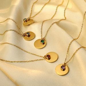 Personalizable de acero inoxidable láser <span class=keywords><strong>nombre</strong></span> colgante diciembre <span class=keywords><strong>piedra</strong></span> colgante collar mariposa enlace circón - Product Image 1